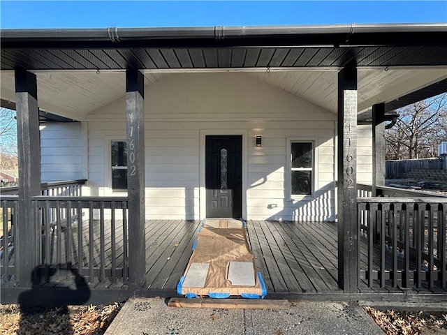 deck with a porch