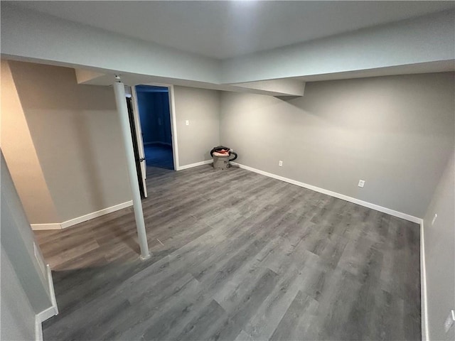 basement featuring hardwood / wood-style floors