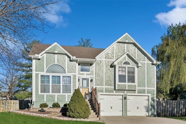 view of front of house with a garage