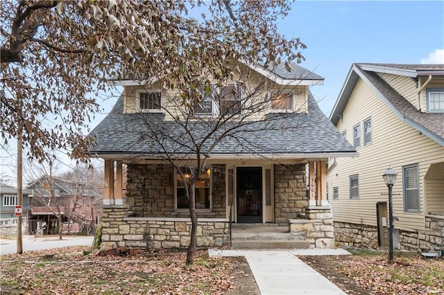 view of front facade featuring covered porch