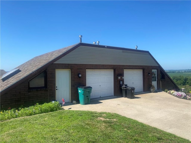 exterior space with a garage