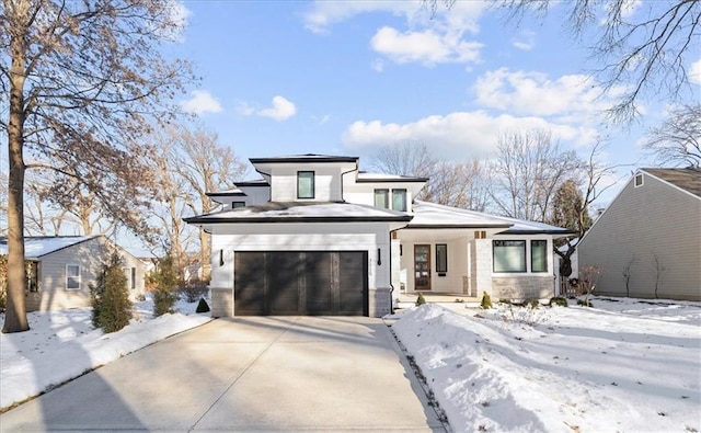 prairie-style house with a garage