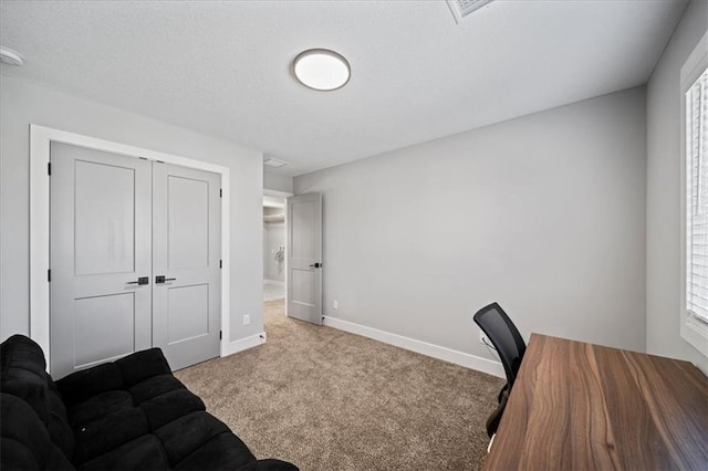 view of carpeted home office