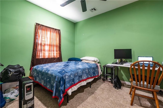 bedroom with carpet and ceiling fan