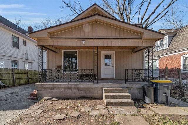 bungalow featuring a porch