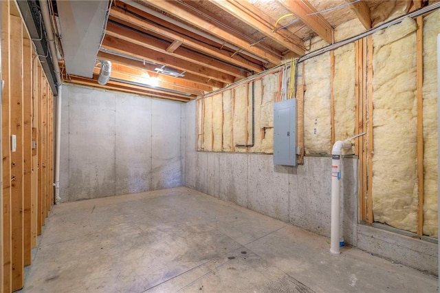 basement with electric panel