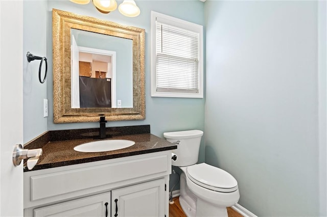 bathroom with toilet and vanity