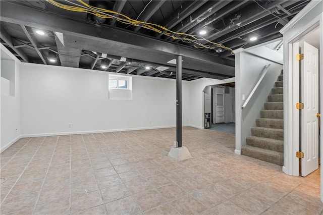 basement featuring tile patterned floors