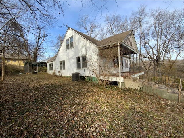 view of property exterior with central air condition unit