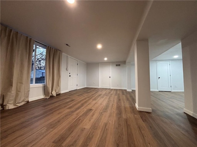 interior space featuring dark wood-type flooring