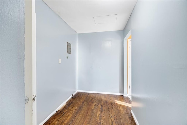 corridor with dark wood-type flooring