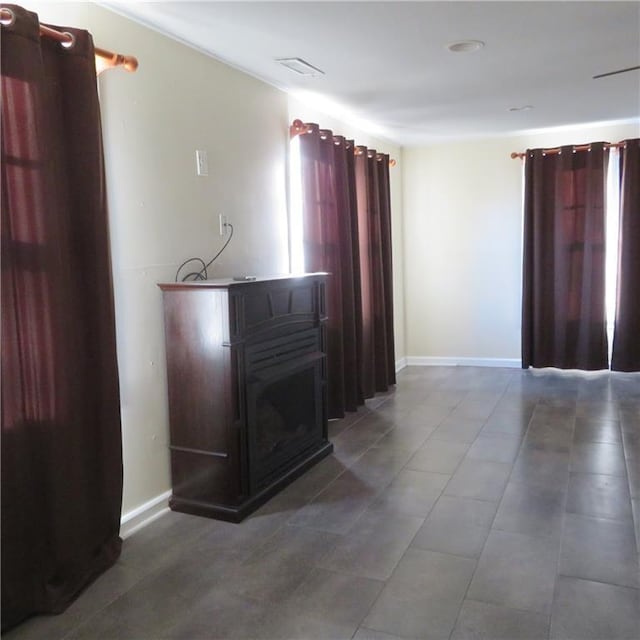 unfurnished living room with a fireplace