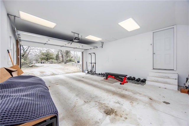 garage with a garage door opener