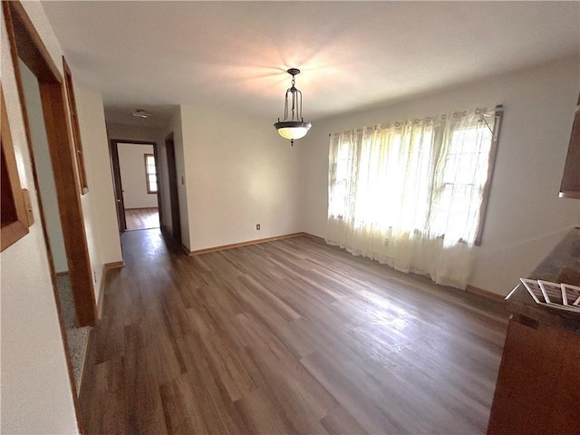 interior space with baseboards and wood finished floors