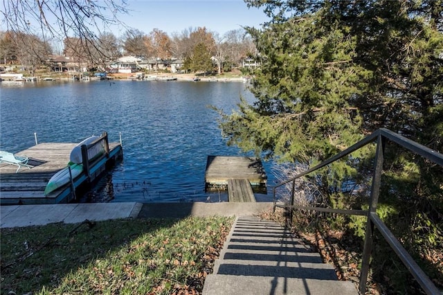 dock area featuring a water view