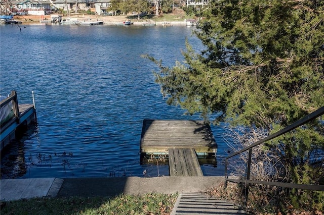 view of dock featuring a water view