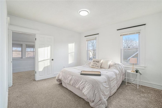 carpeted bedroom with multiple windows