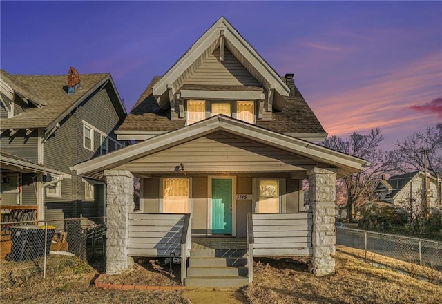 view of front of property featuring a porch