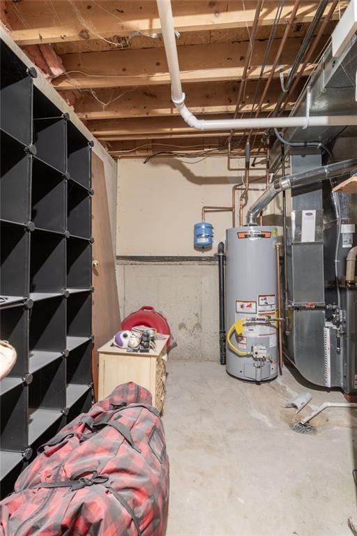 basement featuring water heater