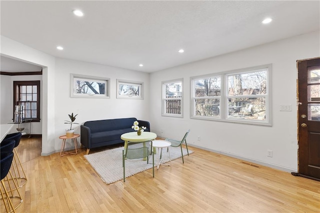 living room with light wood-type flooring