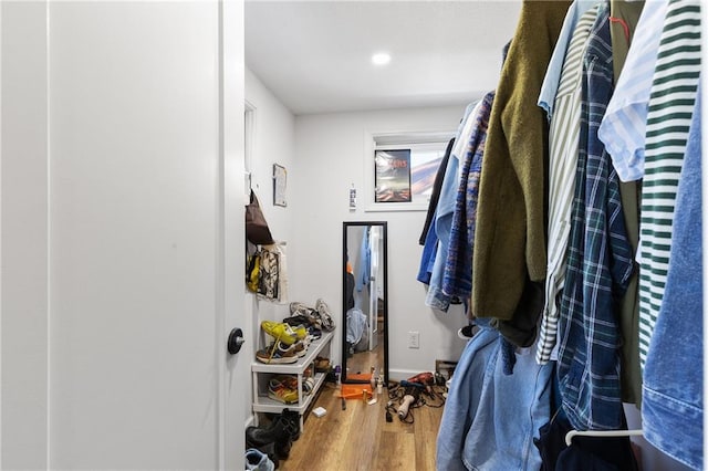 spacious closet featuring hardwood / wood-style floors