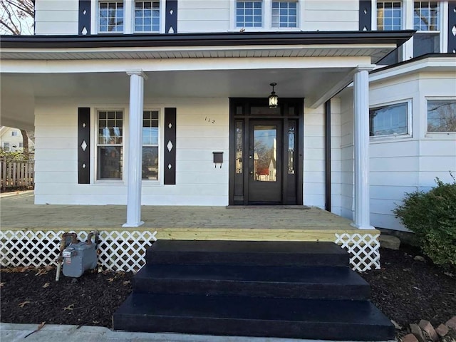 property entrance with a porch