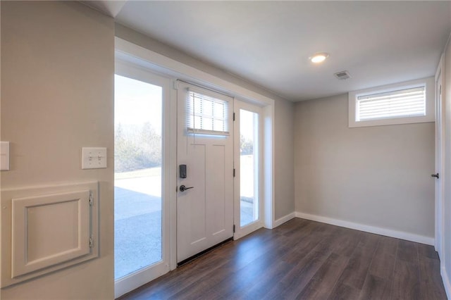 foyer entrance featuring dark hardwood / wood-style flooring