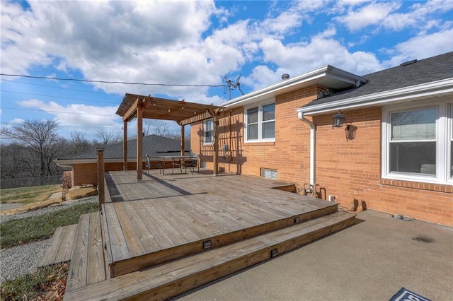 wooden terrace featuring a pergola