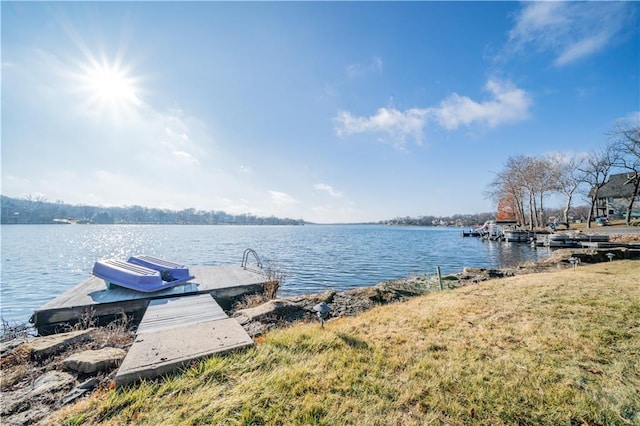 view of dock featuring a water view