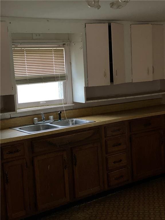 kitchen featuring white cabinets and sink