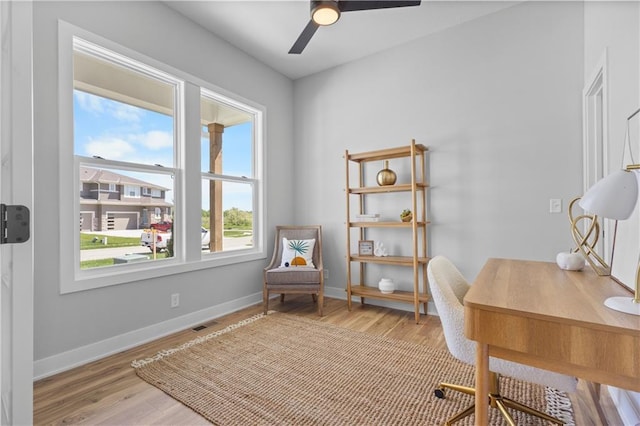 1515 SW Arbor Park Dr, Lees Summit, MO 64082 - office space featuring wood finished floors, ceiling fan, and baseboards