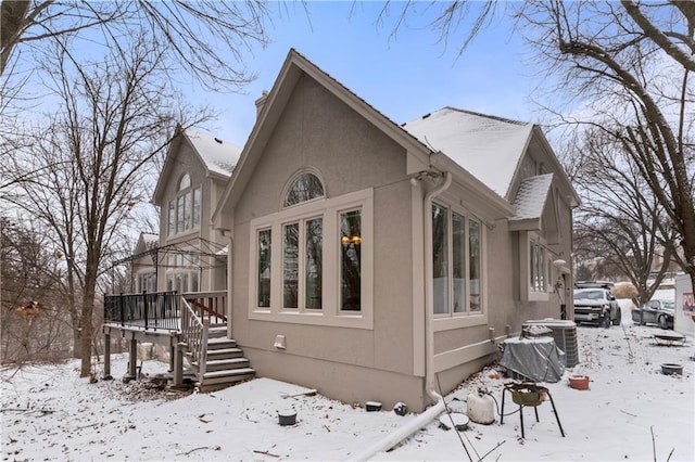 view of snow covered property