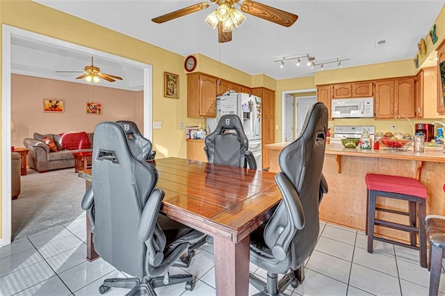 office area with light tile patterned floors