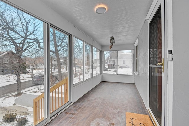 view of unfurnished sunroom