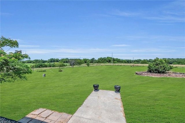 view of property's community with a rural view and a yard