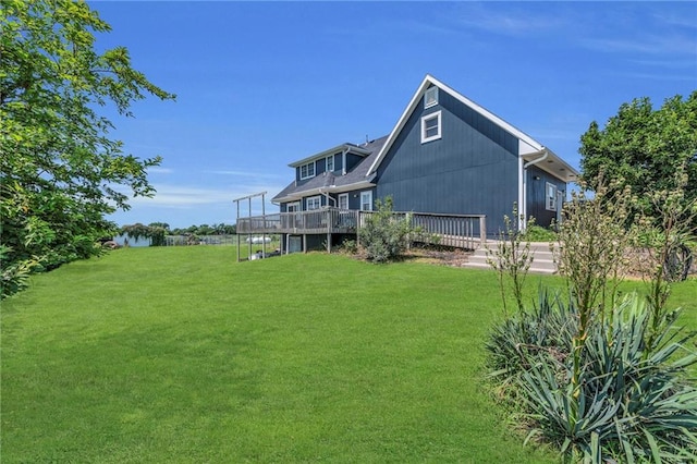 view of yard featuring a deck