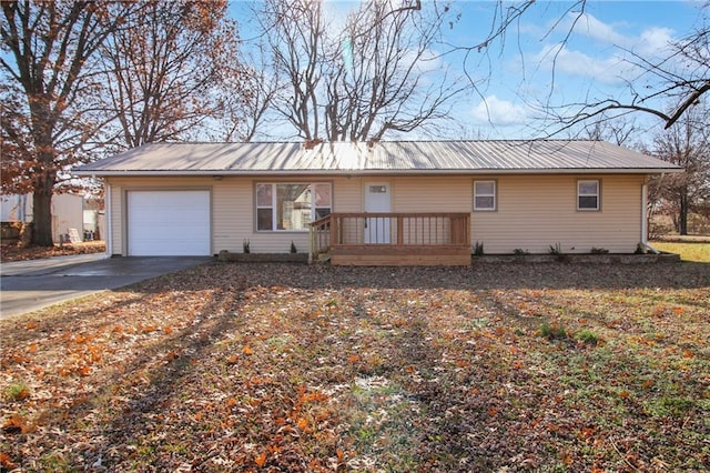 single story home with a garage