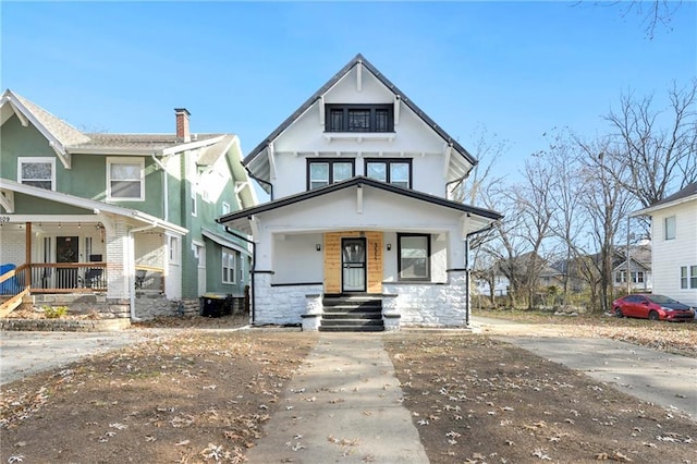 modern farmhouse with covered porch