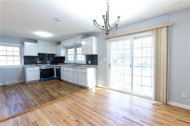 kitchen featuring a healthy amount of sunlight, white cabinetry, and appliances with stainless steel finishes