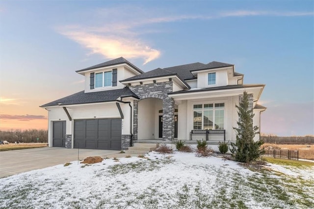 view of front of house with a garage