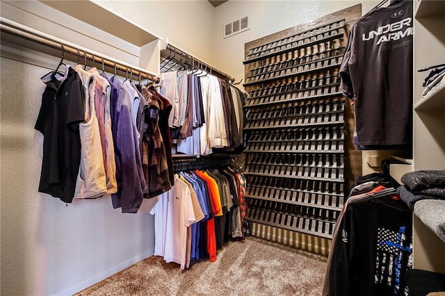 spacious closet with carpet flooring