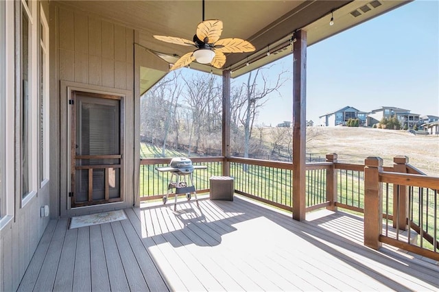 deck with ceiling fan