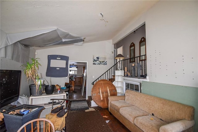 living room with hardwood / wood-style flooring