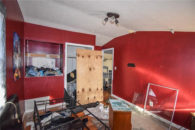 miscellaneous room with lofted ceiling