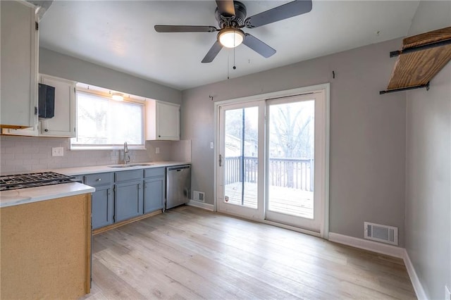 kitchen featuring a healthy amount of sunlight, decorative backsplash, sink, and stainless steel appliances