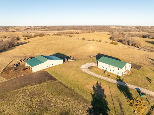 bird's eye view with a rural view