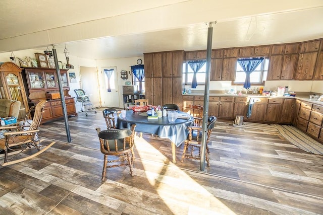 kitchen featuring dark hardwood / wood-style floors