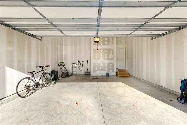 garage with a garage door opener