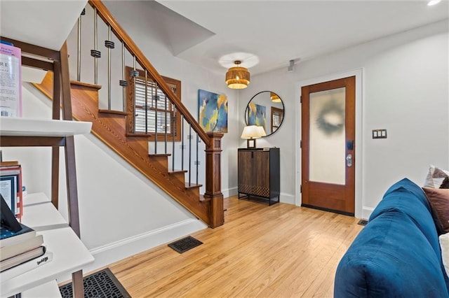 entryway with light wood-type flooring