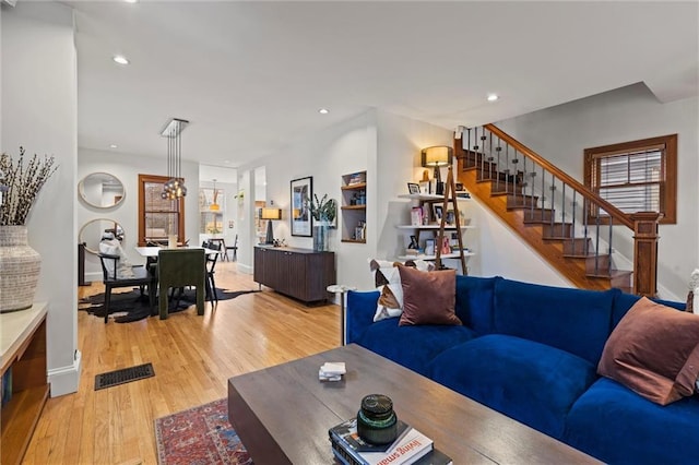 living room featuring light hardwood / wood-style flooring